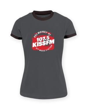 107.5 KISS FM Cassidy Womens Ringer T-Shirt